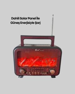 Solar Şarjlı Şömine Işıklı Bluetooth Hoparlör – Radyo, Usb, Tf Kart Destekli