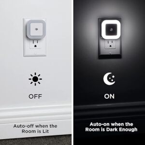 LED Gece Lambası, Duvara Takılan LED Gece Lambası, Alacakaranlık Sensörlü, 0.5W Gece Aydınlatması, Koridor, Merdiven, Mutfak, Banyo ve Yatak Odası Için (6'lı Paket)