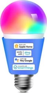 Meross Akıllı Wi-Fi Ampul, Apple Homekit ile Çalışır, Wifi Lamba, Led, Çok Renkli, Kısılabilir Ampul, Siri, Alexa, Google Home ve Smartthings ile Uyumlu, E27 Sıcak Beyaz