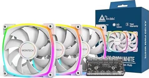 Ax 120MM - Pwm Fan - Sessiz Performans - Yüksek Hızlı 1600PWM - Hdb Rulmanlı Üst Düzey Dayanıklılık - Çarpıcı Dış Halka Argb Aydınlatma Tasarımı - 6x6 Fan Hub'lı 3'ü 1 Arada Paket