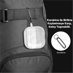 Airpods Pro 2 ile Uyumlu Fiber Karbon Görünümlü Şeffaf Silikon Kılıf Tam Oturan Mükemmel Kalıp ve Göz Alıcı Şık Tasarım (Airpods Pro 2)