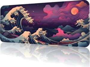 8 Farklı Desenli Baskılı Model Black Deer Xxl Gaming Mouse Pad 90X40 cm – Dikişli Kenar, Kaymaz Taban, Dijital Tasarım, Hassas Takip, Ultra Geniş Oyuncu Mousepad (Japon Dalgası 90X40 Cm)