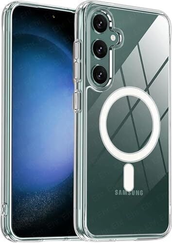 Galaxy S25 Plus Uyumlu Kablosuz Şarj Özellikli Şeffaf Kılıf Silikon Sararmaya Dayanıklı Kalın Koruyucu Güçlü Manyetikli Hybrid Kılıf ( S25 Plus)