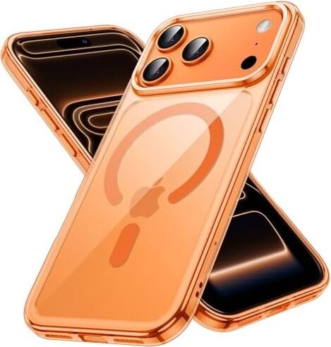 iPhone 17 Pro Max Kılıf 6.9'' Magsafe ile Uyumlu Güçlü Manyetik Kılıf, Sararmaz Sert Pc Çevre Dostu Kapak, Hoparlör Filtreli, Gerçek Buton Hissi, Kamera Yükseltili, Ince Kapak, Case - Turuncu
