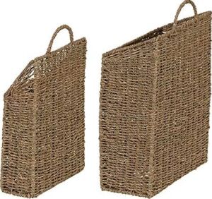 Household Essentials ML-5613 Deniz Yosunundan Duvar Sepeti Seti, Kahverengi, 2 Parça