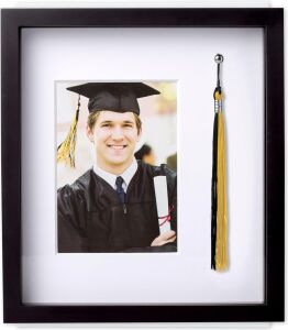 Pearhead Püskül ve Resim Mezuniyet Çerçevesi, Mezuniyet Şapkası ve Püskül Tutuculu Çerçeve Içinde Bir Fotoğrafı Gururla Gösterin, Mezuniyet Partisi Için Harika Orta Parça, 5x7 Fotoğraf Ekleme