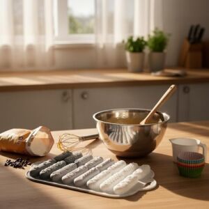 16 Bölmeli Çok Amaçlı Silikon Finger Kalıp - 25X17 cm - Dekoratif Baton Atıştırmalık, Pasta ve Hobi Kalıbı - Esnek Yapı, Kolay Temizlenebilir (Beyaz-Gri-Antrasit)