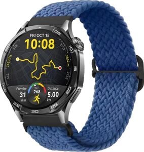 22MM ile Uyumlu Saatler Için Solo Loop 46MM Yumuşak Kumaş Kordon  Watch (Gt6 Pro/gt6/gt5 Pro/gt5/gt4/watch 4 Pro/gt3/gt3 Pro/gt2/gt2 Pro) (Mavi)