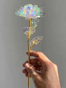 Dekoratif Galaksi Gül, Işıltılı Holografik Yapay Gül, Altın Renk Gövdeli Renk Değiştiren Tasarım Gül, Sevgililer Günü, Yıldönümü ve Doğum Günü Için Romantik Hediyelik
