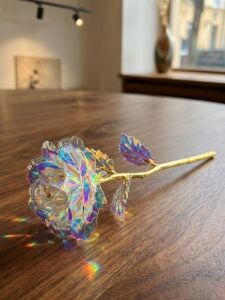 Dekoratif Galaksi Gül, Işıltılı Holografik Yapay Gül, Altın Renk Gövdeli Renk Değiştiren Tasarım Gül, Sevgililer Günü, Yıldönümü ve Doğum Günü Için Romantik Hediyelik