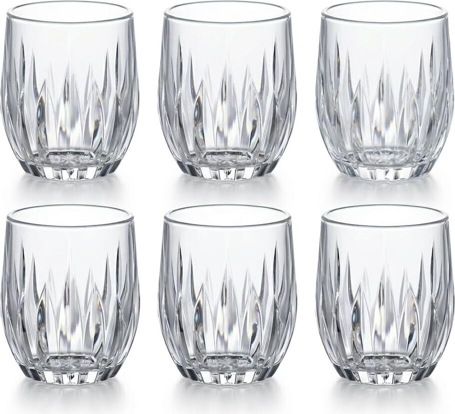 6'lı  Kesme Görünümlü Cam Bardak Seti - Meşrubat, Su, Kahve ve Viski Bardağı Takımı (320 Ml)