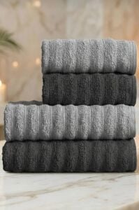 Dalgalı 4’lü Havlu Seti -%100 Pamuk (2 Adet 70X140-2 Adet 50X90) | Modern ve Lüks Hamam Seti