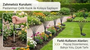 Güneş Enerjili Ateş Böceği Bahçe Aydınlatması, IP65 Su Geçirmez Dış Mekan Dekoratif Solar Lamba, 2 Modlu (Sabit/yanıp Sönen), Otomatik Sensörlü Çim, Veranda ve Peyzaj Işığı