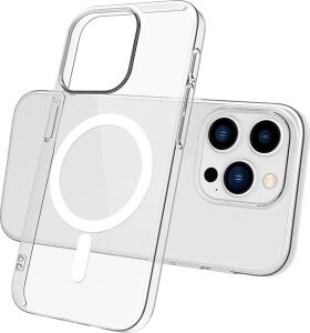 iPhone 15 Pro ile Uyumlu Zore Porto Magsafe ile Uyumlu Şeffaf Sararma Önleyici Darbeye Dayanıklı Ince Kılıf – Şeffaf