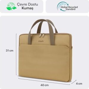 Mack MCE-1513 Nova Eco Çevre Dostu Laptop Çantası, 15.6 Inç Bilgisayar Çantası, Kadın ve Erkek Notebook Çantası, Ykk Fermuarlı Macbook Çantası, Iş ve Evrak Çantası, Camel