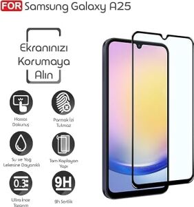 Galaxy A25 Için Ekran Koruyucu 9h Sertlikte Anti-Static Temperli Cam Görüntü Kalitesini ve Dokunmatiği Etkilemeyen Çizilme ve Darbelere Karşı Ekranı Kaplayan Premium Galaxy A25 Koruma