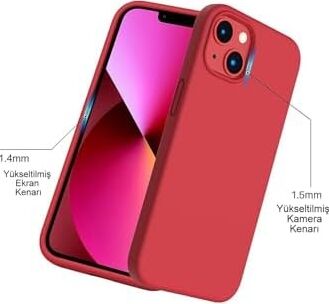 Iphone 13 Uyumlu Kırmızı Silikon Kılıf Leke Tutmaz Içi Süet Silinebilir Kapak
