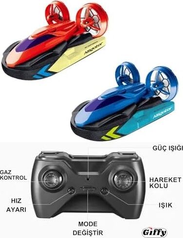 Oyuncak Uzaktan Kumandalı Şarjlı Suda ve Karada Giden Bot Tekne Alligator, Hem Suda Hem De Karada Gitme Özellikli, Kırmızı ve Mavi Renk Seçenekli, Rc Araç Tekne Bot, Havuz Göl Oyuncağı (Kırmızı)