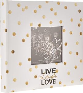 Photo Albums EV-246/L Golden Dots Live Laugh Love 200 Pkt 4x6 Photo Album Fotoalbum Papier Pocket