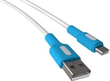 USB A-C Hızlı Şarj Kablosu, Beyaz Kablo, Beyaz/mavi Uçlar (120 Cm)
