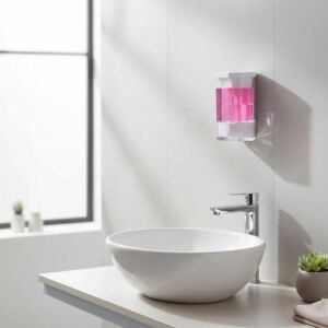 Duvara Monte Sıvı Sabunluk – Şeffaf Hazneli Beyaz Sabun ve Deterjan Dispenseri – Mutfak ve Banyo Kullanımı