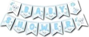 Mini Party Store Zikzak Banner Baby Shower Mavi Fil, 895689564556223