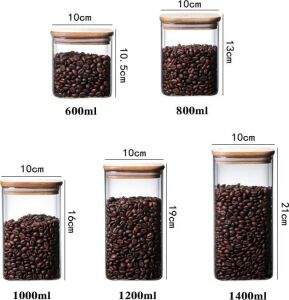 1400ML Sızdırmaz Vakumlu Bambu Kapaklı Borosilikat Cam Kavanoz – Hava Geçirmez & Dayanıklı Gıda Saklama Kabı (10CM x 21CM)