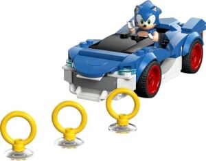 The Hedgehog : Şimşek Araba 77117 – 7 Yaş ve Üzeri Çocuklar Için Yaramaz Yüz Baskılı  Minifigürü ve 3 Altın Yüzük Içeren Yaratıcı Oyuncak Yapım Seti, Hediye Fikri (126 Parça)