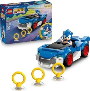 The Hedgehog : Şimşek Araba 77117 – 7 Yaş ve Üzeri Çocuklar Için Yaramaz Yüz Baskılı  Minifigürü ve 3 Altın Yüzük Içeren Yaratıcı Oyuncak Yapım Seti, Hediye Fikri (126 Parça)