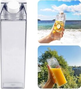 Süt Kutu Tasarımlı Su Kahve Içecek Şişesi | Cam Değildir | Kahve ve Sunum Bardağı ve Matarası 500-600ML
