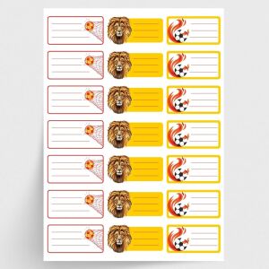 Sarı-Kırmızı Isimlik Okul Etiketi, Sticker Seti, 210 Adet