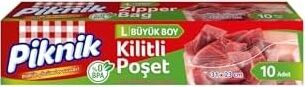 Piknik Gıda Ambalaj Kilitli Poşet Büyük 10'lu 1396