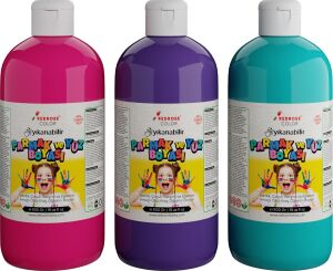 Mor, Fuşya, Turkuaz Parmak Boyası 3'lü Set 3X500 gr