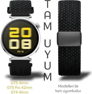 Örgü Loop 18MM Kumaş Kordon  ile Uyumlu Gt5 41MM/GT5 Pro 42MM/GT4 41MM Için Manyetik Tokalı Terlemeye Karşı Nefes Alabilen Bileğe Göre Ayarlanabilen Elastik Kayış
