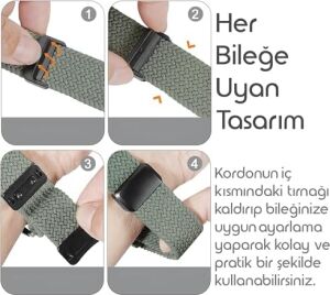 Örgü Loop 18MM Kumaş Kordon  ile Uyumlu Gt5 41MM/GT5 Pro 42MM/GT4 41MM Için Manyetik Tokalı Terlemeye Karşı Nefes Alabilen Bileğe Göre Ayarlanabilen Elastik Kayış