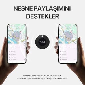 Lifemate Lifetag Android ile Uyumlu Smart Tag Google Için Lisanslı Akıllı Takip Cihazı - Siyah (Sadece Androıd ile Uyumludur)