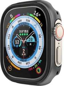 Apple Watch ile Uyumlu 45MM Için Alüminyum Alaşım, Suya Dayanıklı Kılıf, Darbelere ve Düşmelere Karşı Full Koruyucu Kasa (45MM) (Siyah)