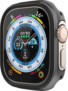 Apple Watch ile Uyumlu 45MM Için Alüminyum Alaşım, Suya Dayanıklı Kılıf, Darbelere ve Düşmelere Karşı Full Koruyucu Kasa (45MM) (Siyah)