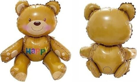 Happy Yazılı Oturan Ayı Folyo Balon 77X70 cm