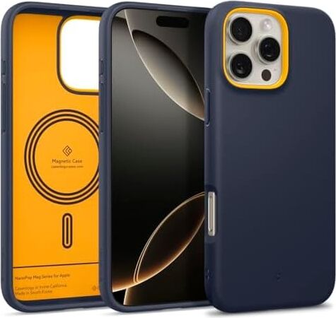 Caseology Apple iPhone 16 Pro ile Uyumlu Silikon Magsafe Kılıf Nano Pop Mag Hava Kanalı Teknolojisi™ Askeri Sınıf Koruma Blueberry Navy Kaymaz Kapak - ACS08172