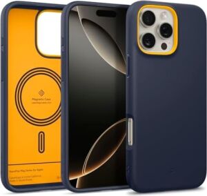 Caseology Apple iPhone 16 Pro ile Uyumlu Silikon Magsafe Kılıf Nano Pop Mag Hava Kanalı Teknolojisi™ Askeri Sınıf Koruma Blueberry Navy Kaymaz Kapak - ACS08172