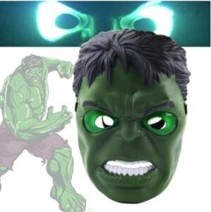 Avangers Pilli Işıklı Hulk Maskesi 4-12 Yaş Yüksek Kalite Yeşil Dev, Çok Renkli