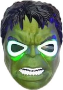 Avangers Pilli Işıklı Hulk Maskesi 4-12 Yaş Yüksek Kalite Yeşil Dev, Çok Renkli