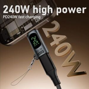 Type C To Type C 240W 80GBPS Dijital Göstergeli Şarj ve Veri Aktarımı Otgjk