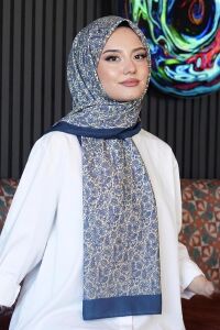 Çiçek Desen Turkuaz Soft Pamuk Şal Çok Renkli 42