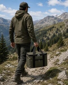 Haki Gri Renk 22 Litre Termal Piknik ve Taşıma Çantası – Su Geçirmez Kumaş, Kalın Yalıtımlı Iç Kaplama, 2 Bölmeli Soğuk-Sıcak Tutucu Çanta (39X27X23 Cm)