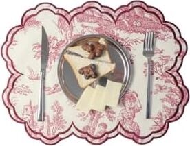 Beige &bordo Beyaz Vintage Nakış Işlemeli Amerikan Servis 2'li