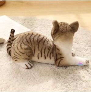 Hediyecik Gerçek Görünümlü Peluş Kedi Gri Tekir 40 Cm, Gri