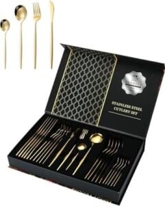 410 Çelik 24 Parça Gold Yemek Kaşık Çatal Bıçak Seti CIN518SR