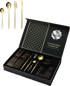 410 Çelik 24 Parça Gold Yemek Kaşık Çatal Bıçak Seti CIN518SR